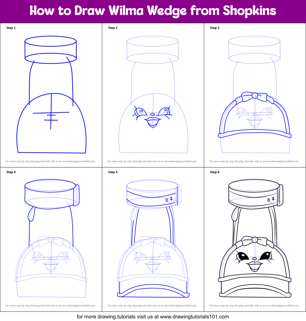 How to Draw Wilma Wedge from Shopkins Printable Step by Step