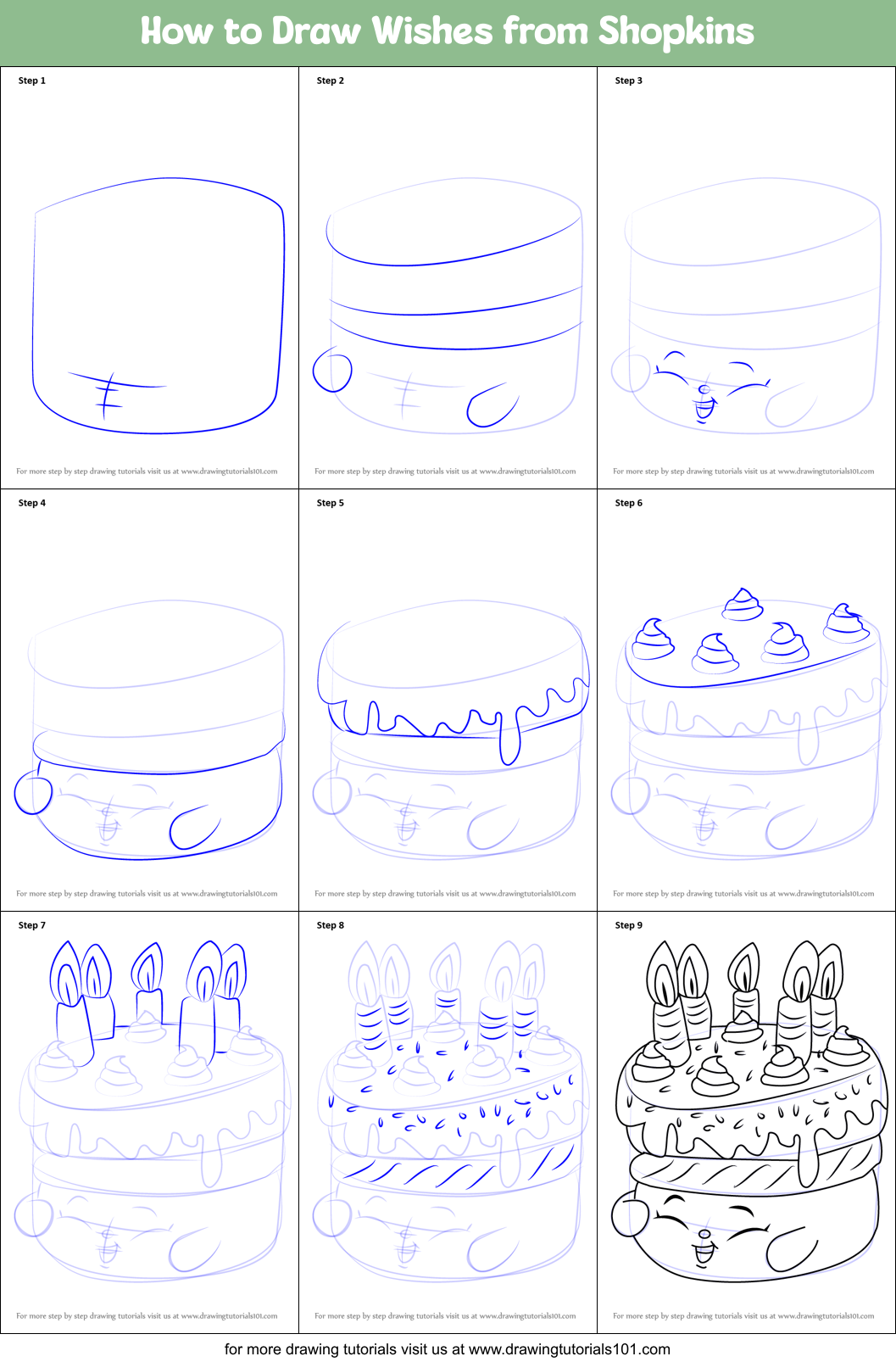 How to Draw Wishes from Shopkins Printable Step by Step