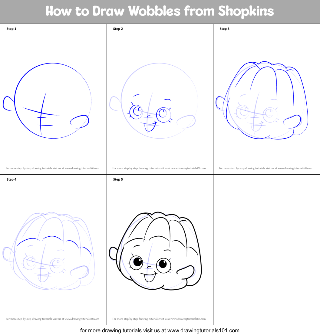 How to Draw Wobbles from Shopkins Printable Step by Step