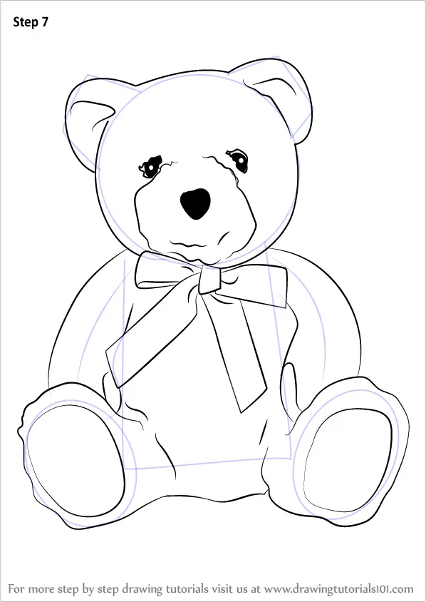 Step by Step How to Draw a Teddy Bear : DrawingTutorials101.com