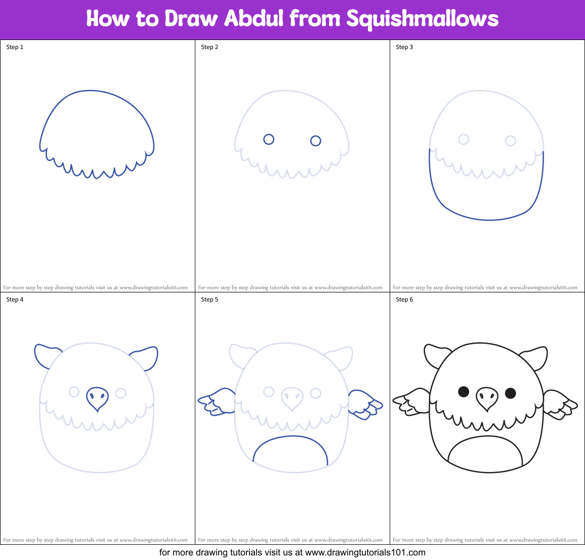 How to Draw Abdul from Squishmallows Printable Step by Step