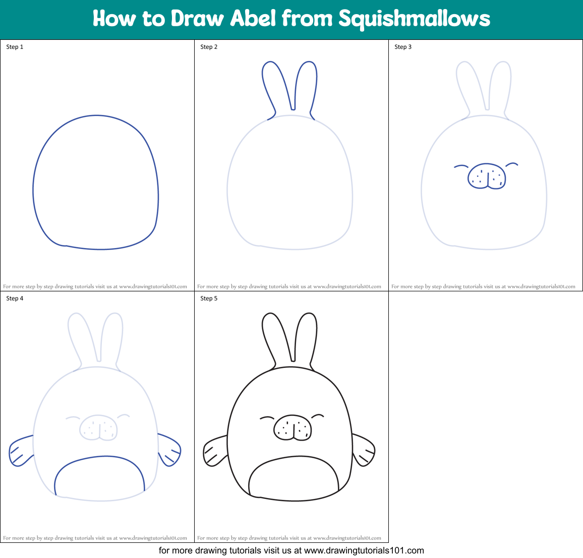 How to Draw Abel from Squishmallows Printable Step by Step