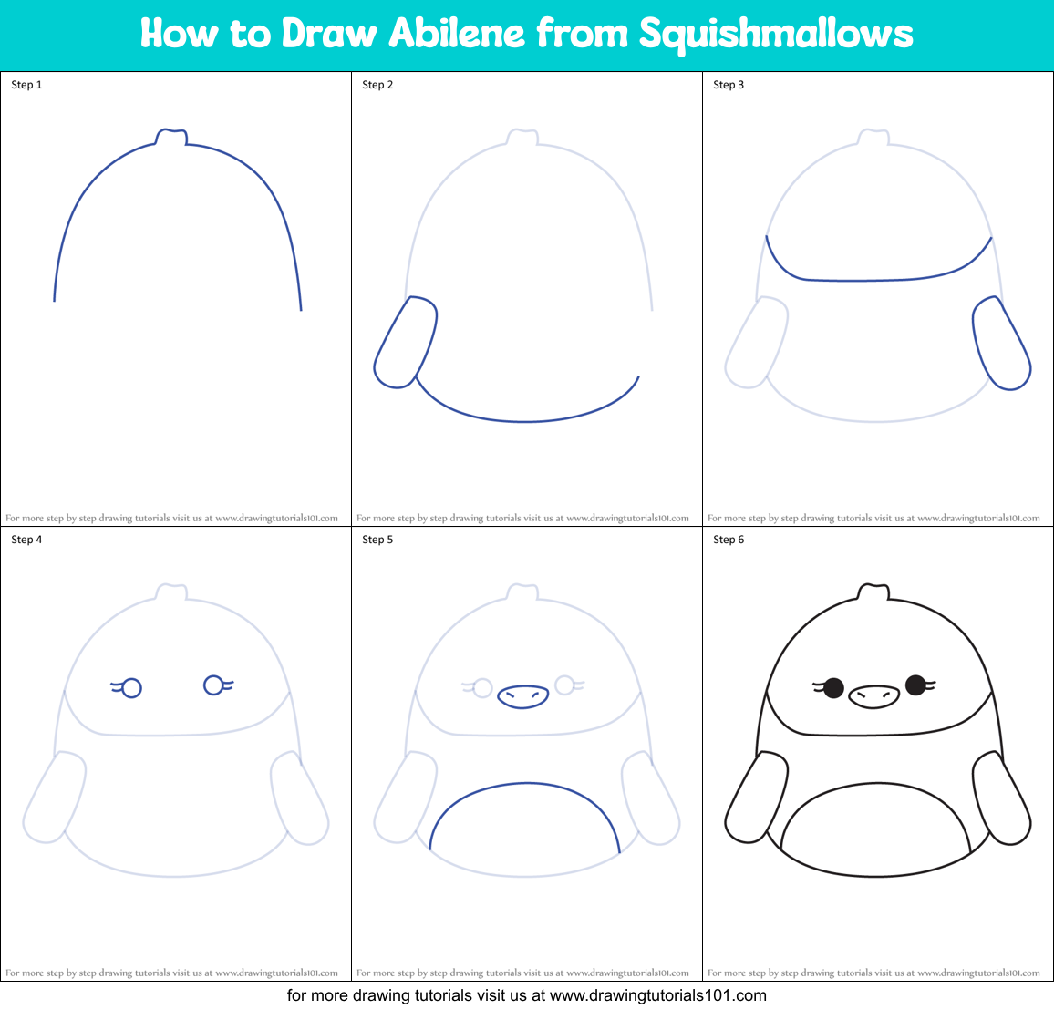 How to Draw Abilene from Squishmallows Printable Step by Step
