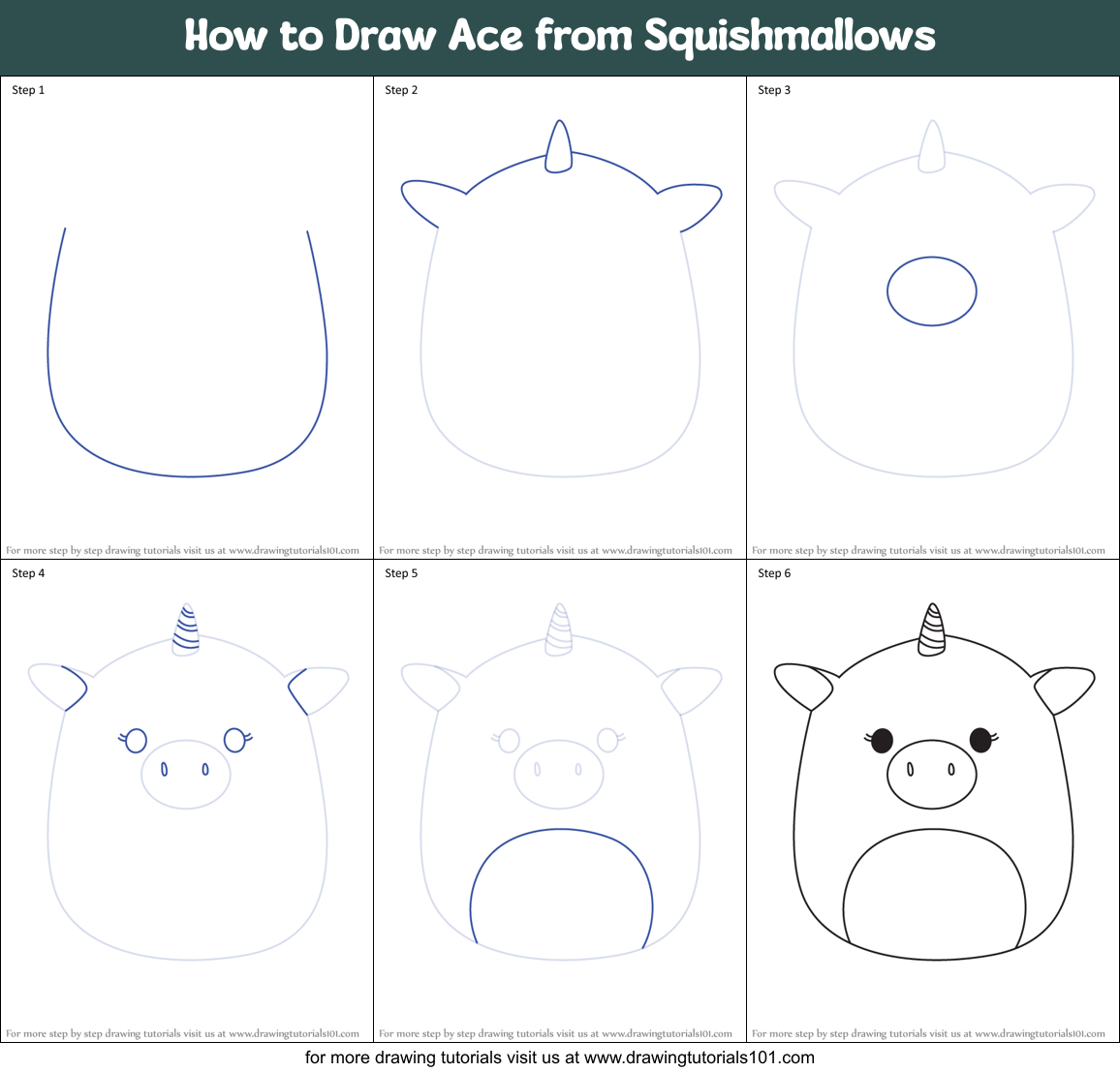 How to Draw Ace from Squishmallows Printable Step by Step