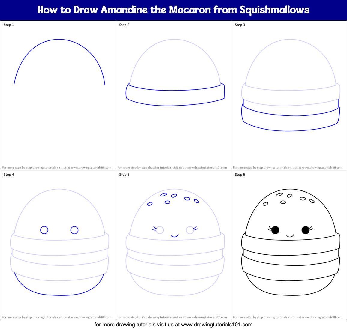 How to Draw Amandine the Macaron from Squishmallows Printable Step by Step