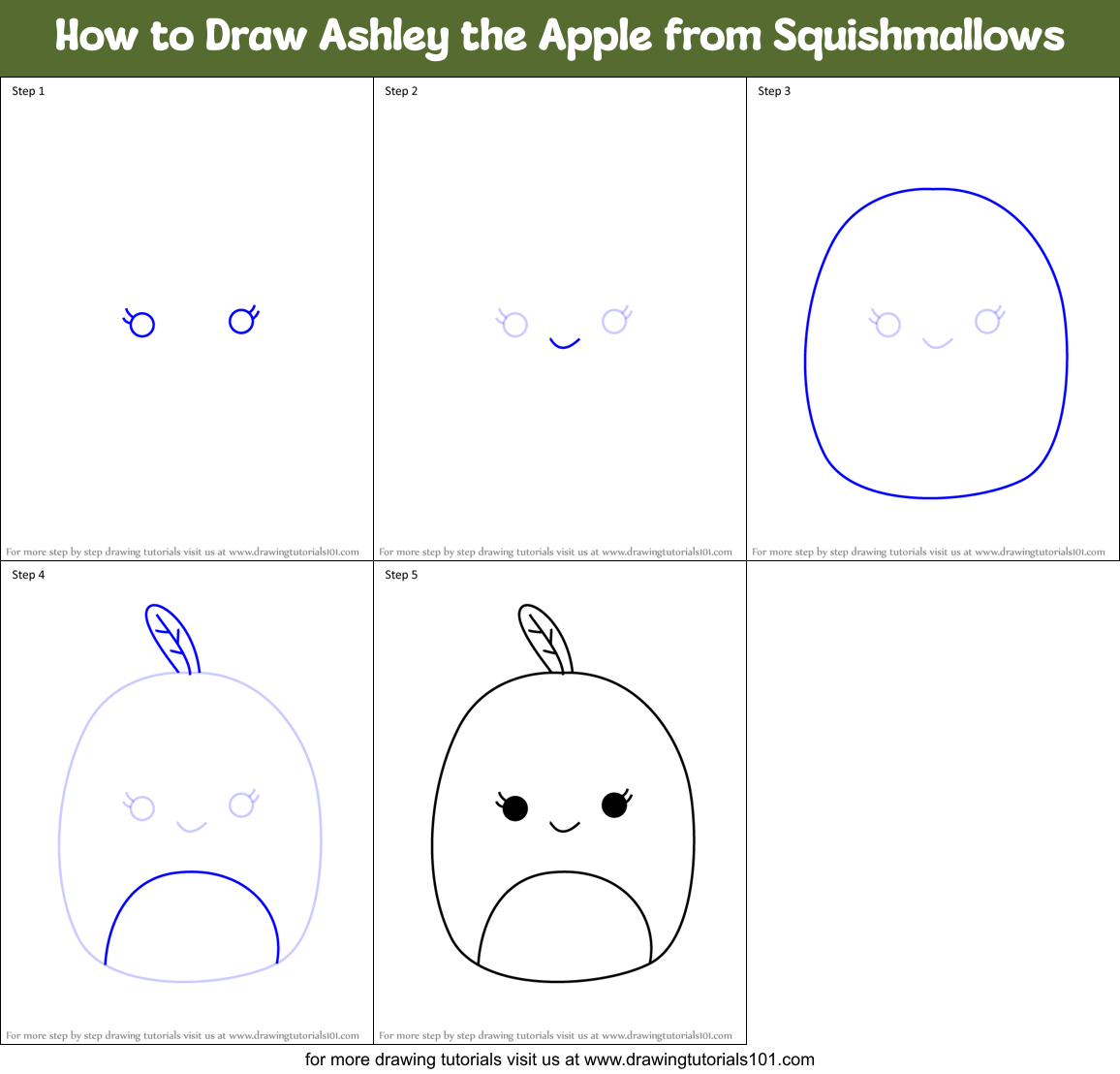 How to Draw Ashley the Apple from Squishmallows Printable Step by Step