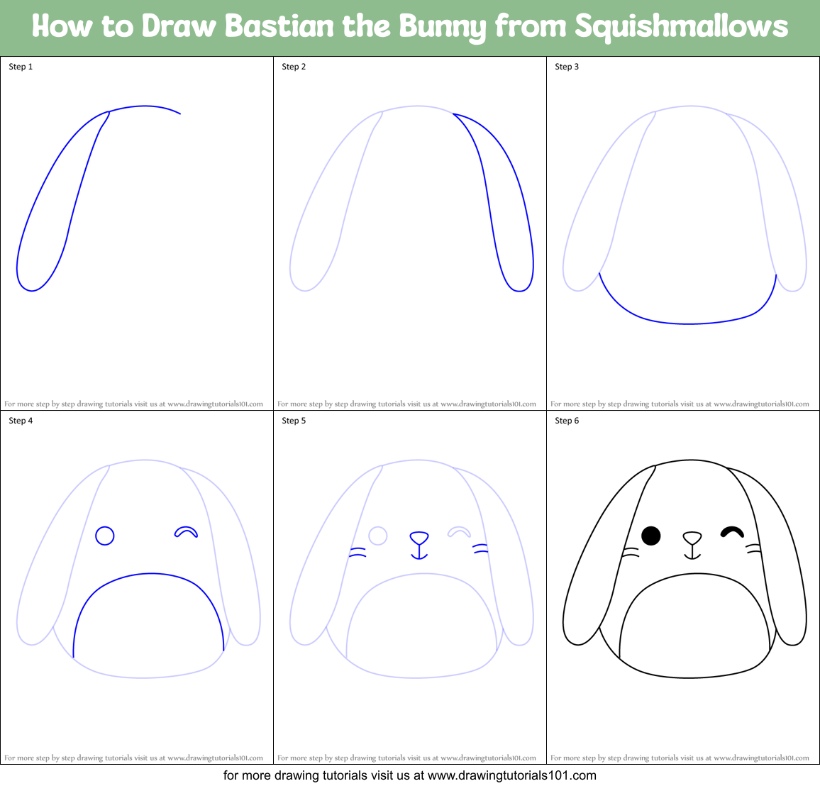 How to Draw Bastian the Bunny from Squishmallows Printable Step by Step
