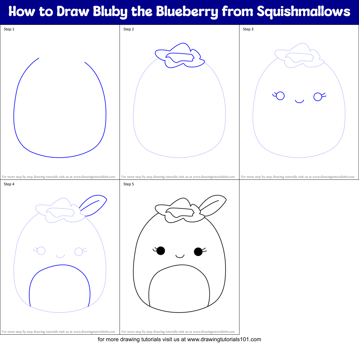 How to Draw Bluby the Blueberry from Squishmallows Printable Step by Step