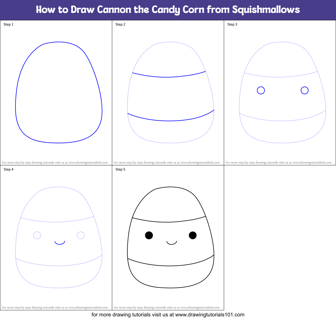 How to Draw Cannon the Candy Corn from Squishmallows Printable Step by Step