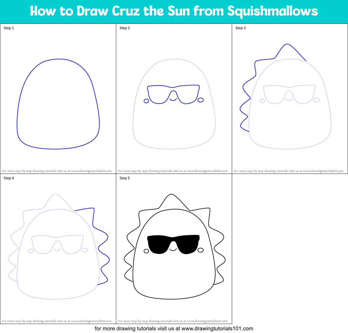 How to Draw Cruz the Sun from Squishmallows Printable Step by Step