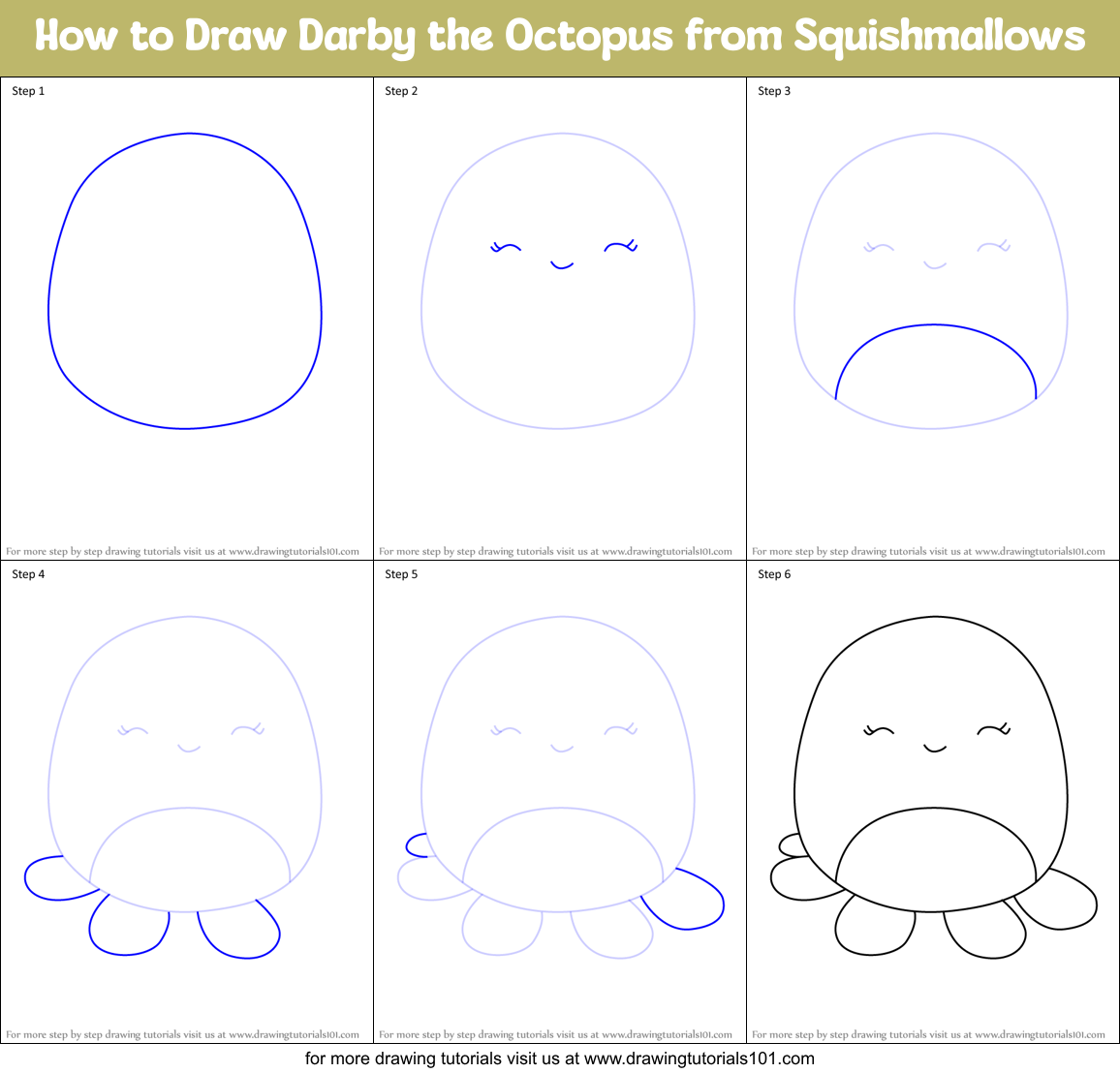 How to Draw Darby the Octopus from Squishmallows Printable Step by Step