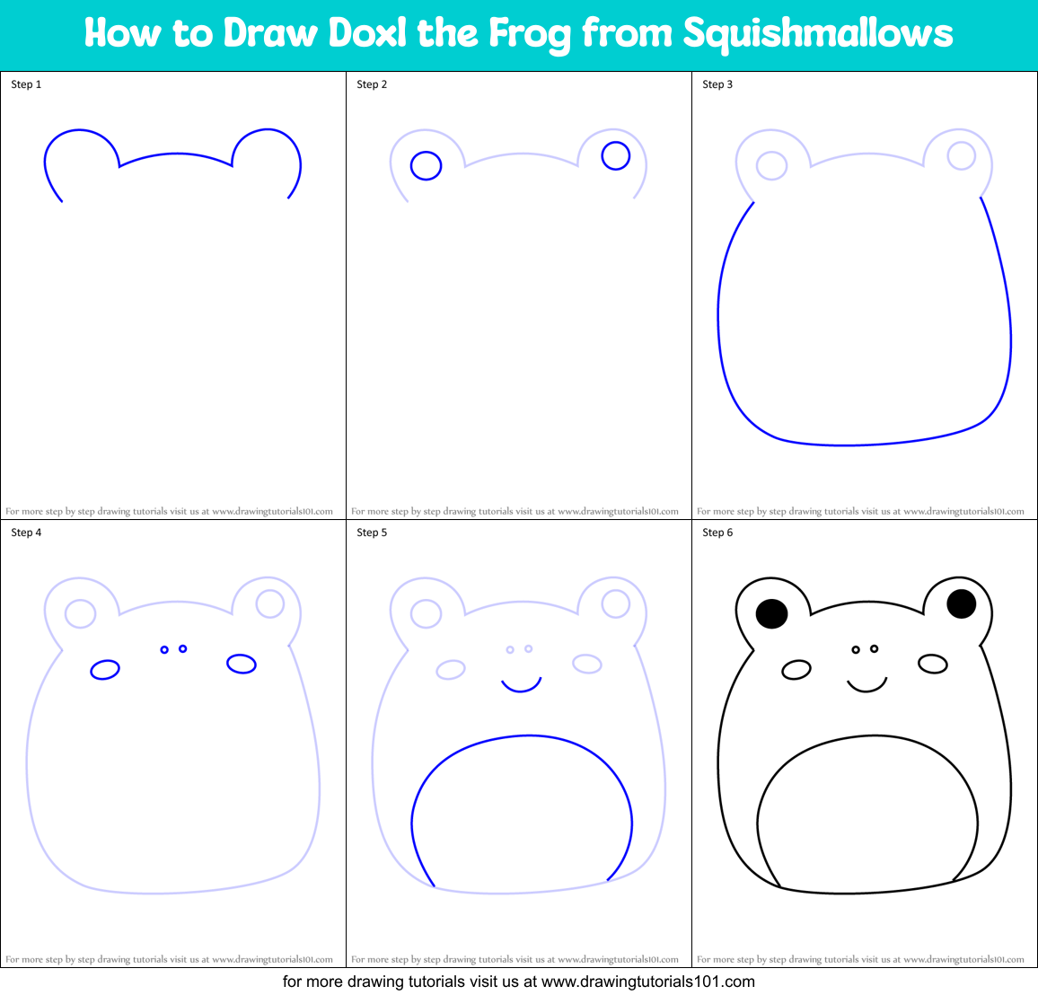 How to Draw Doxl the Frog from Squishmallows Printable Step by Step