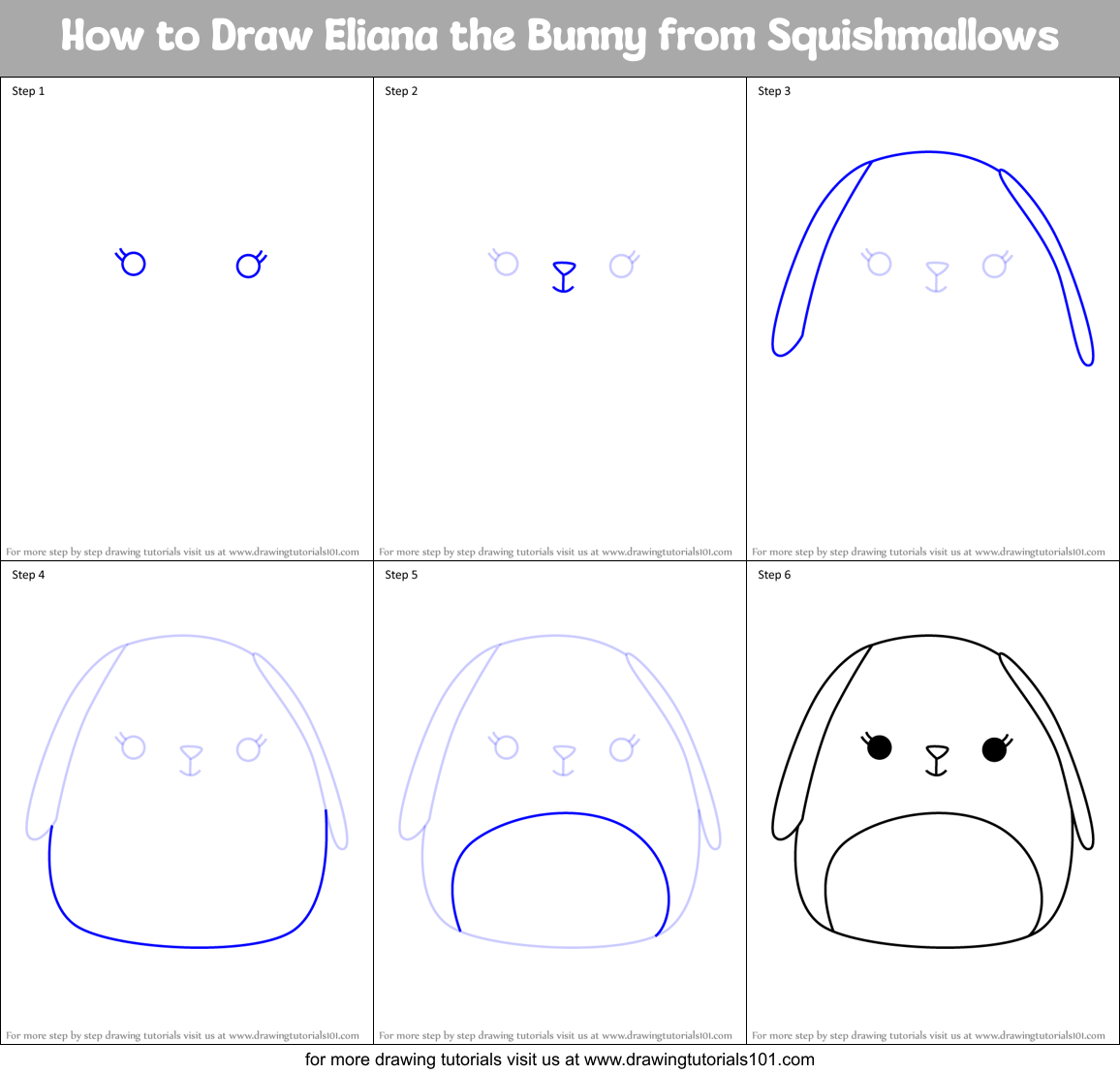 How to Draw Eliana the Bunny from Squishmallows Printable Step by Step