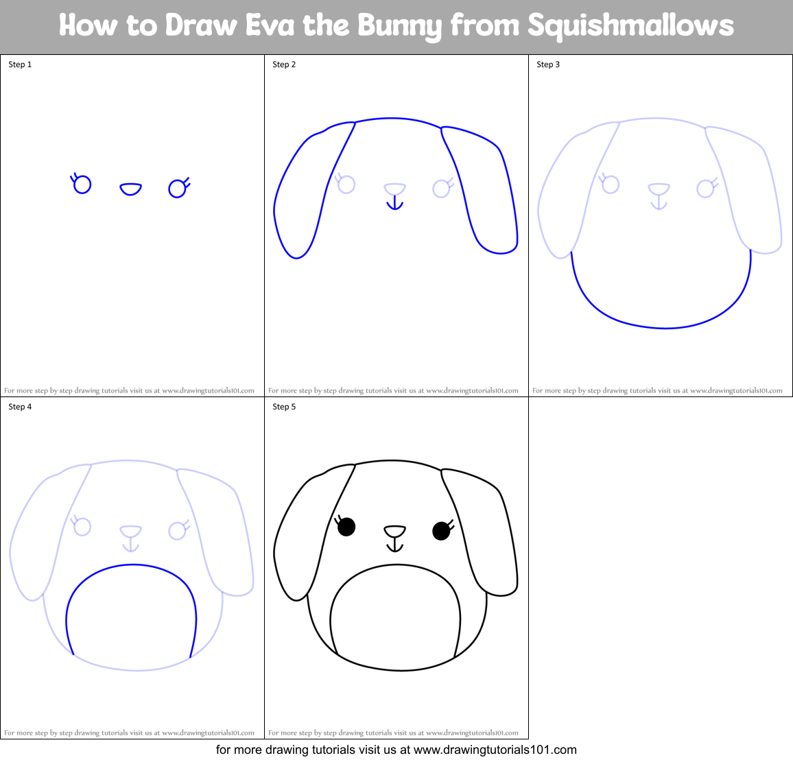 How to Draw Eva the Bunny from Squishmallows Printable Step by Step