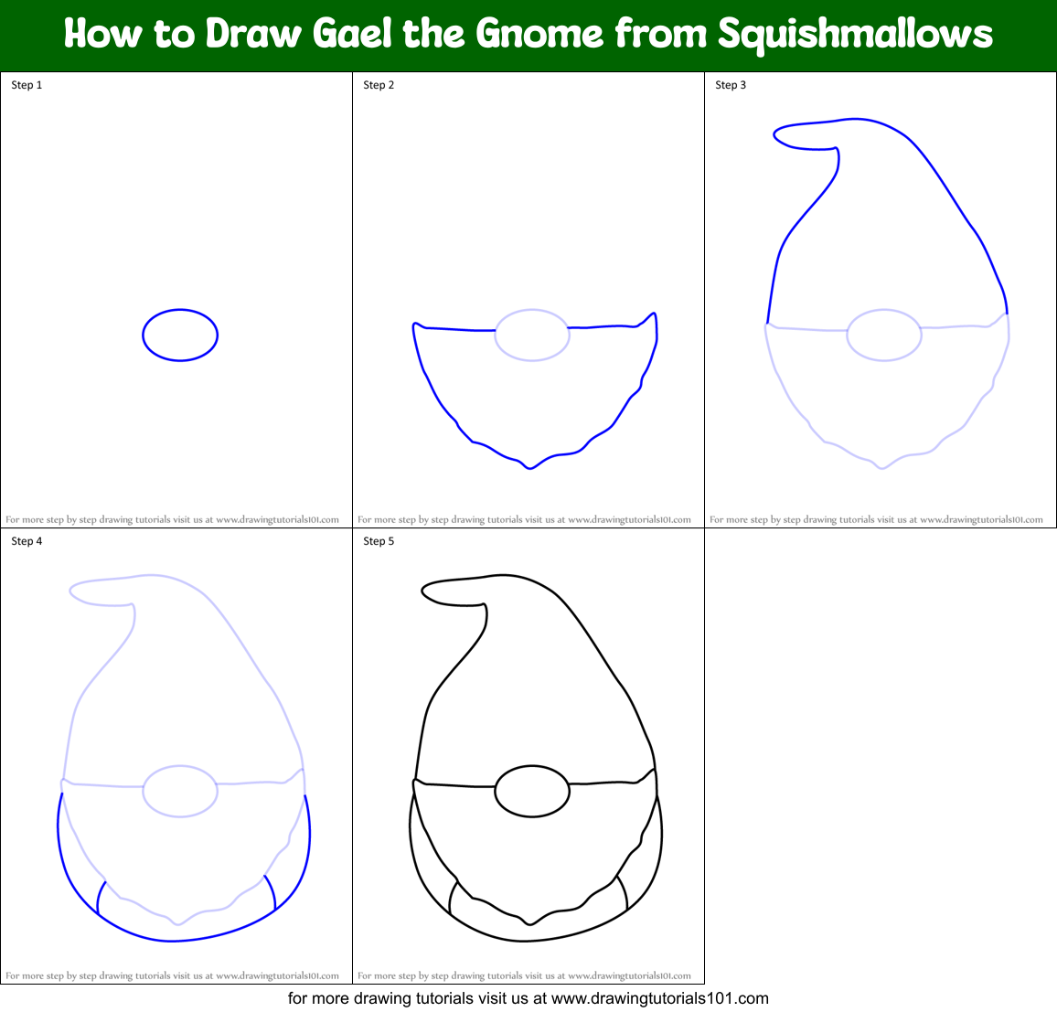 How to Draw Gael the Gnome from Squishmallows Printable Step by Step