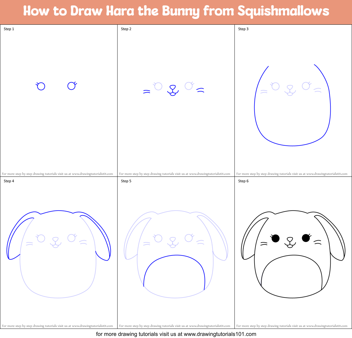 How to Draw Hara the Bunny from Squishmallows Printable Step by Step