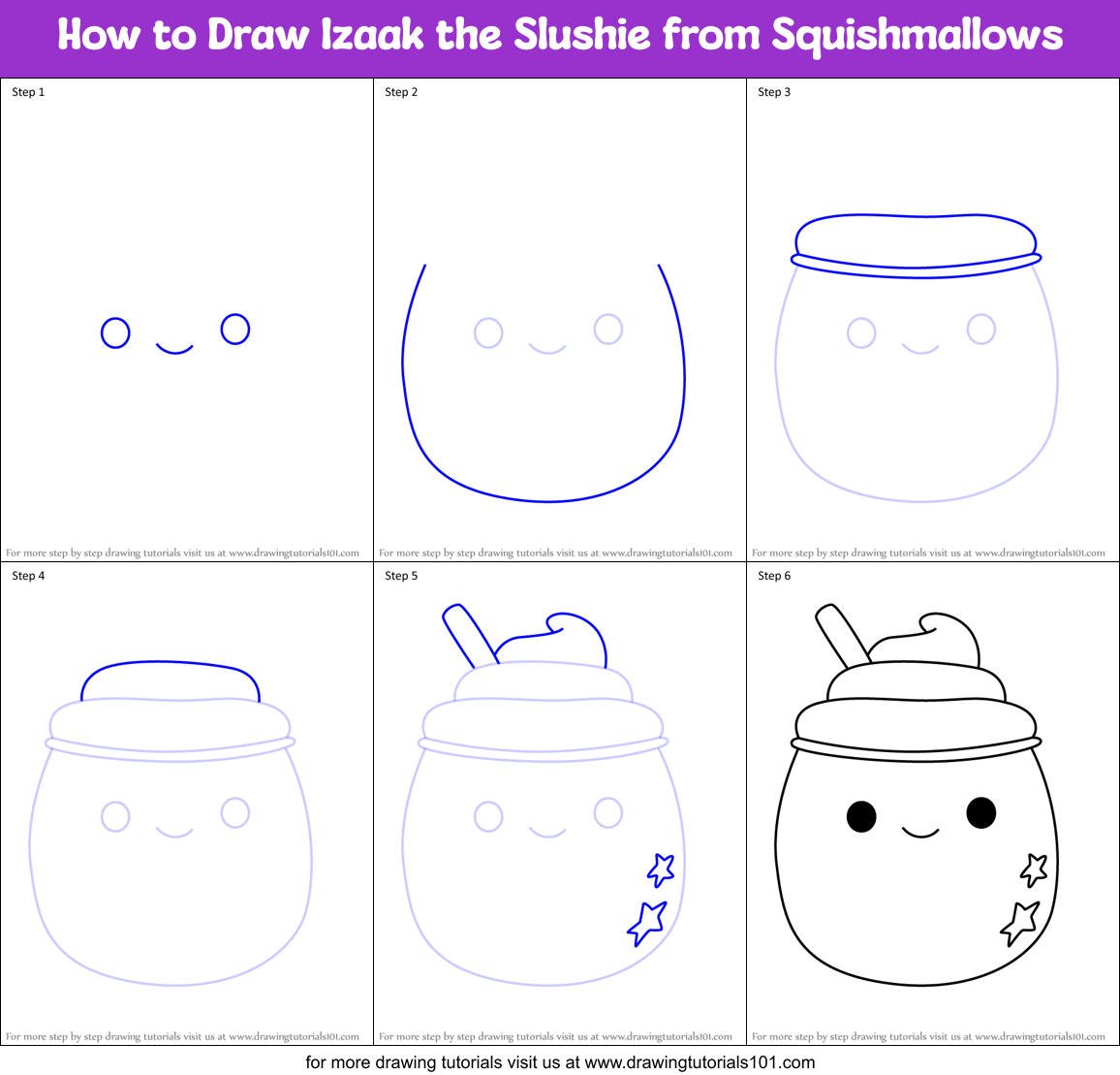 How to Draw Izaak the Slushie from Squishmallows Printable Step by Step