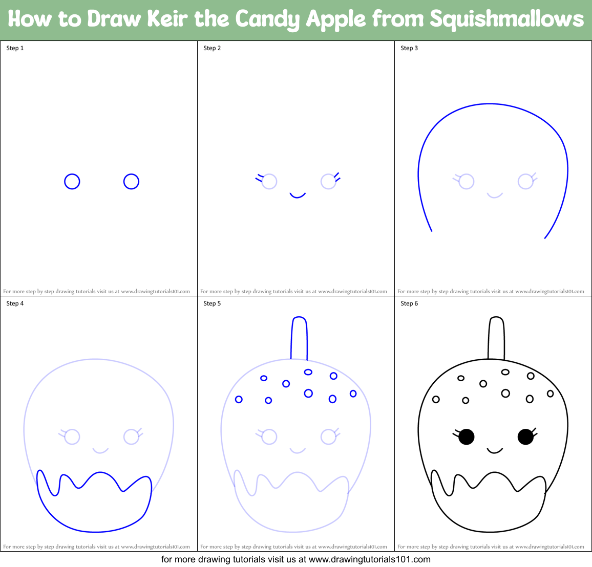 How to Draw Keir the Candy Apple from Squishmallows Printable Step by Step