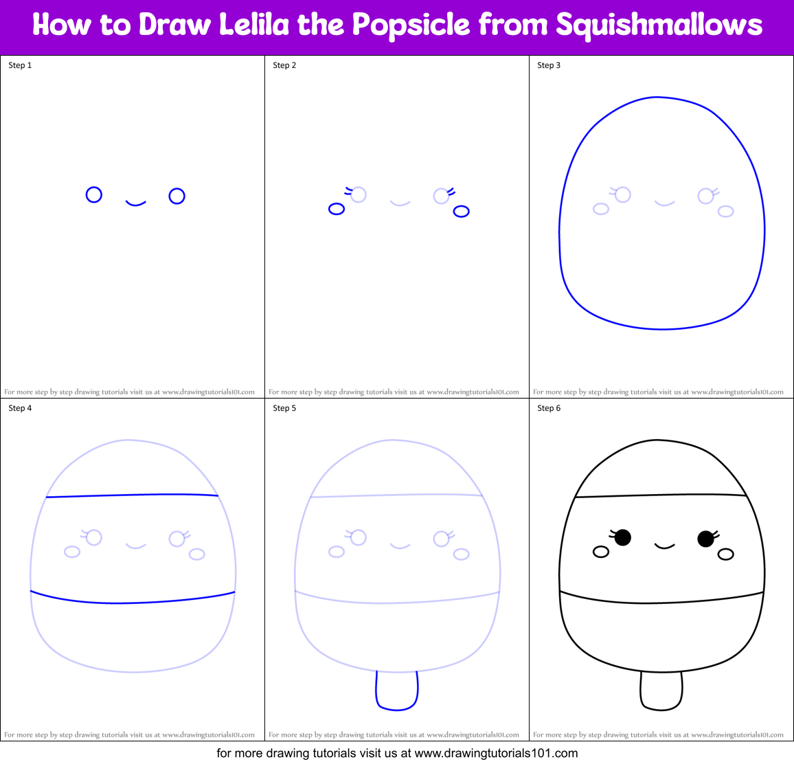 How to Draw Lelila the Popsicle from Squishmallows Printable Step by Step