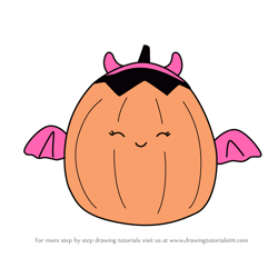 How to Draw Margie the Pumpkin Devil from Squishmallows