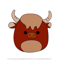 How to Draw Marshal the Highland Cow from Squishmallows