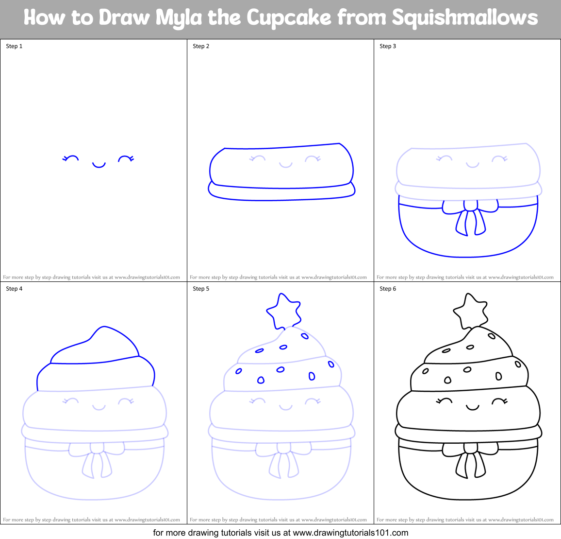 How to Draw Myla the Cupcake from Squishmallows Printable Step by Step