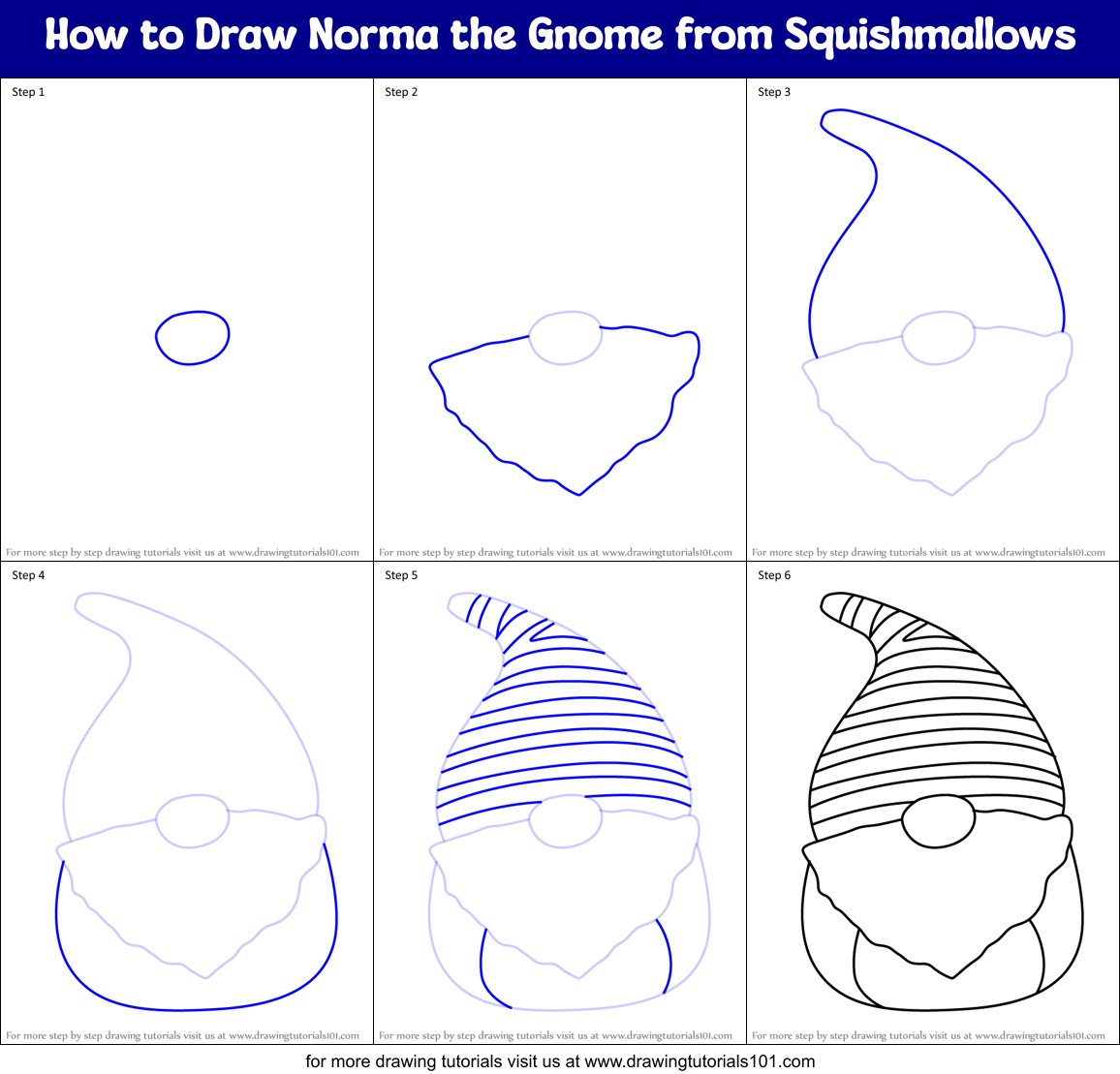 How to Draw Norma the Gnome from Squishmallows Printable Step by Step