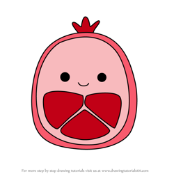 How to Draw Oatfae the Pomegranate from Squishmallows