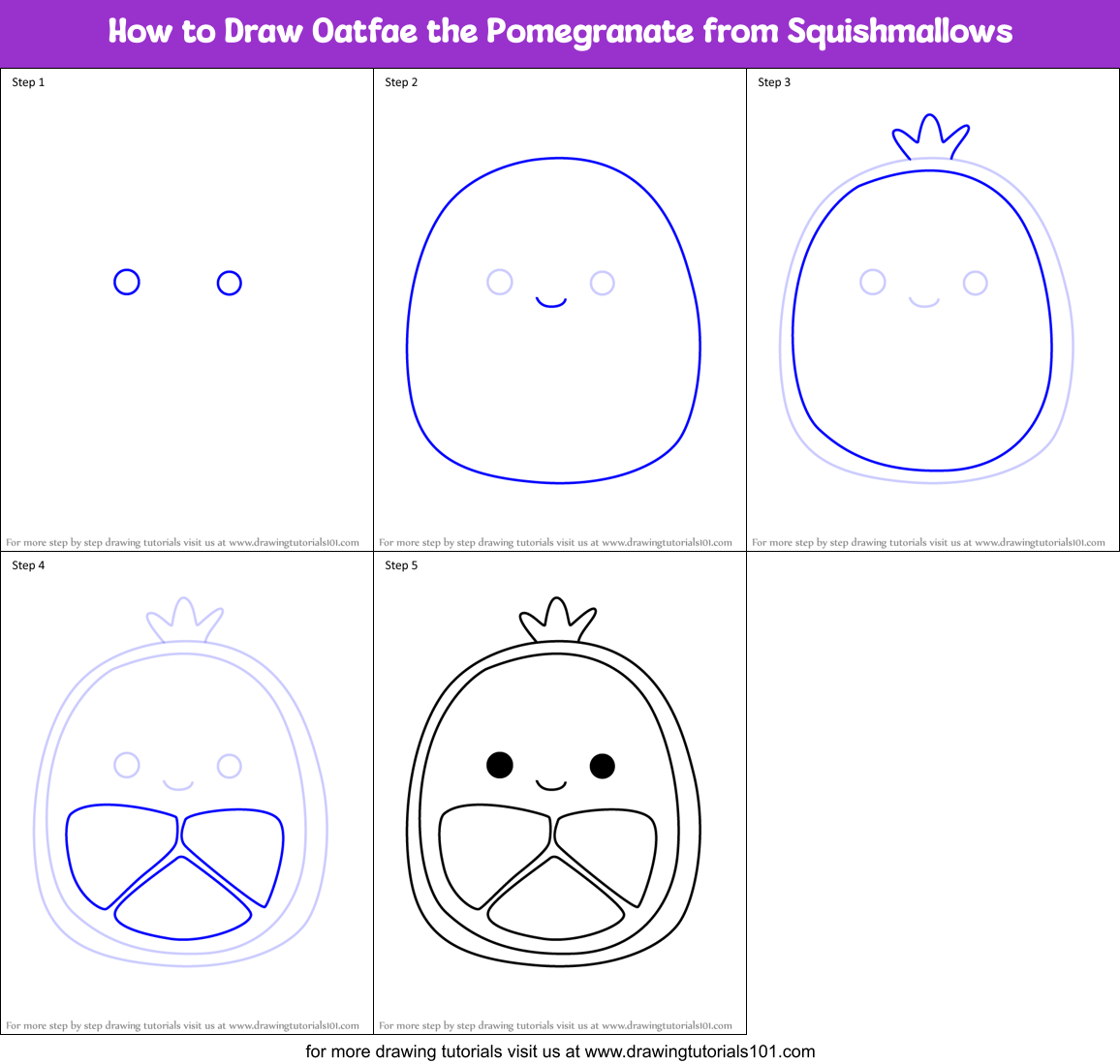 How to Draw Oatfae the Pomegranate from Squishmallows Printable Step by Step