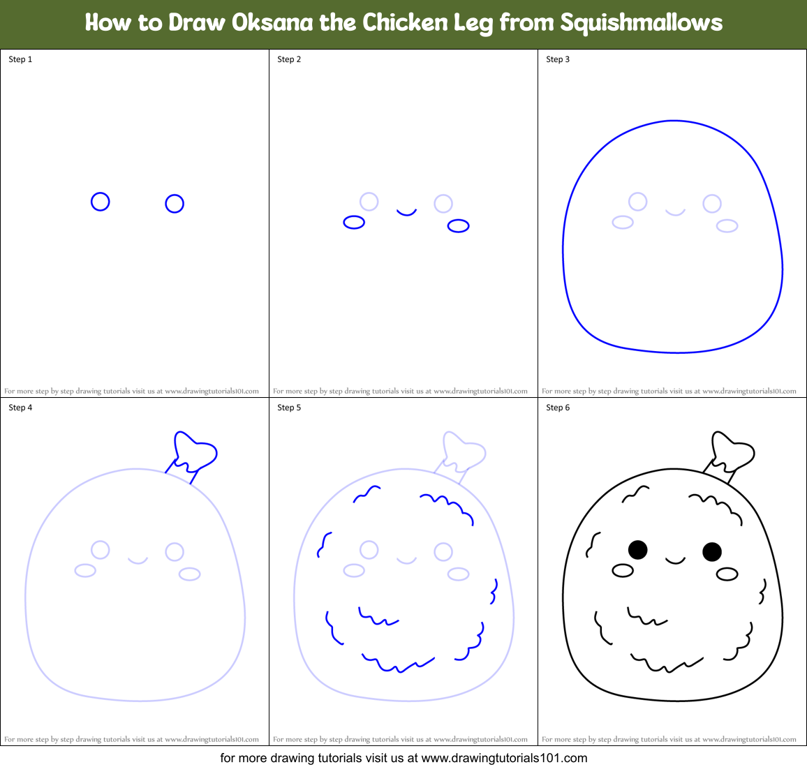 How to Draw Oksana the Chicken Leg from Squishmallows Printable Step by Step