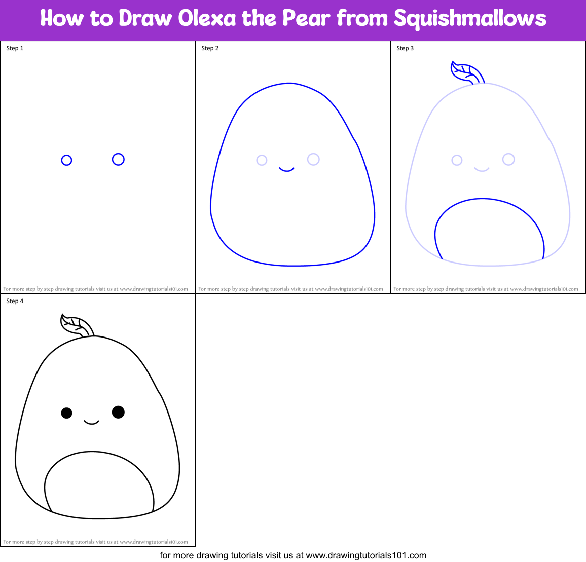 How to Draw Olexa the Pear from Squishmallows Printable Step by Step