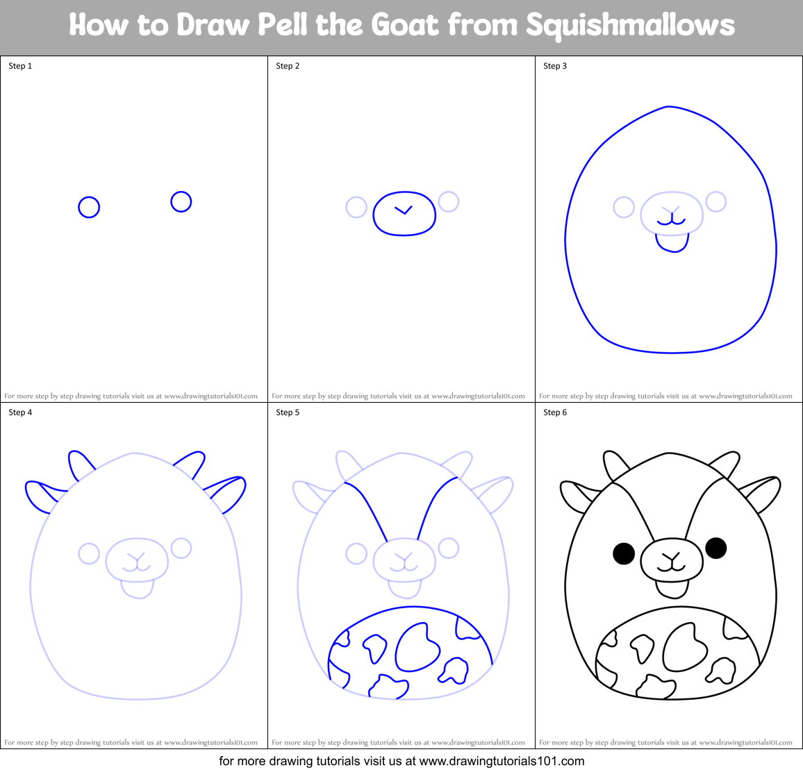 How to Draw Pell the Goat from Squishmallows Printable Step by Step