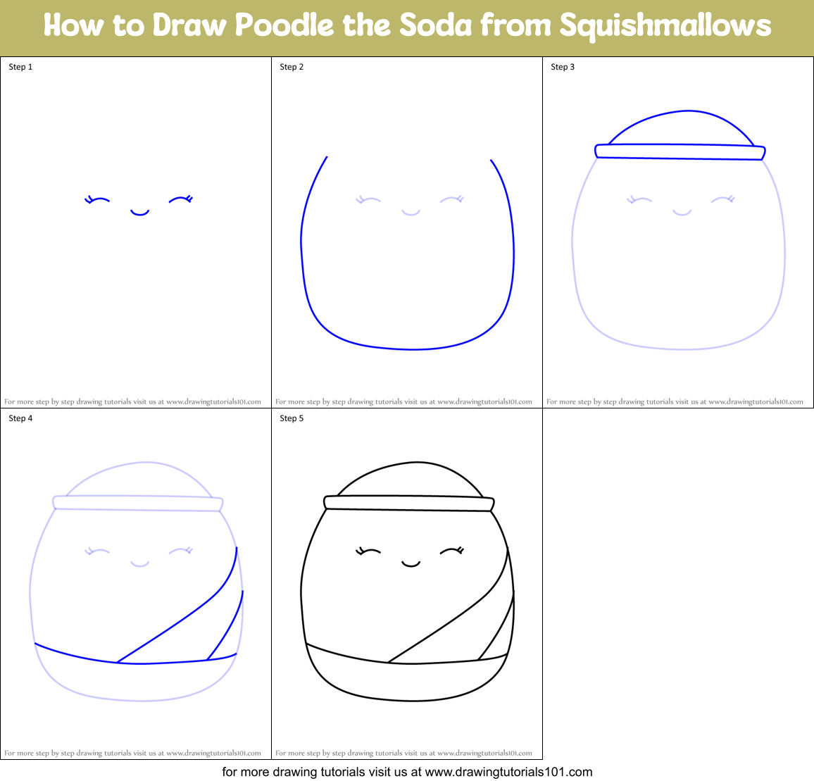 How to Draw Poodle the Soda from Squishmallows Printable Step by Step