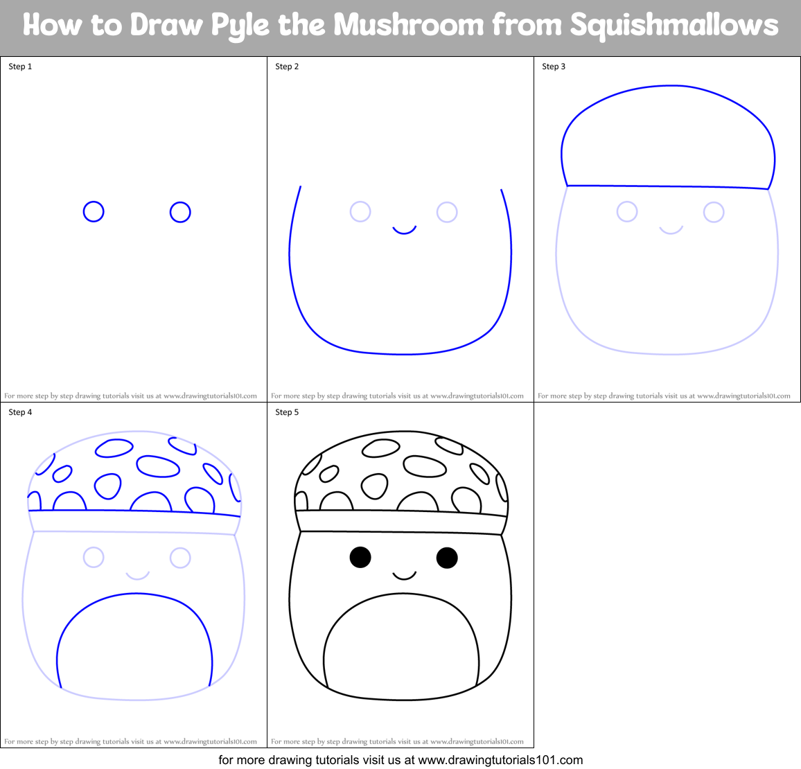 How to Draw Pyle the Mushroom from Squishmallows Printable Step by Step