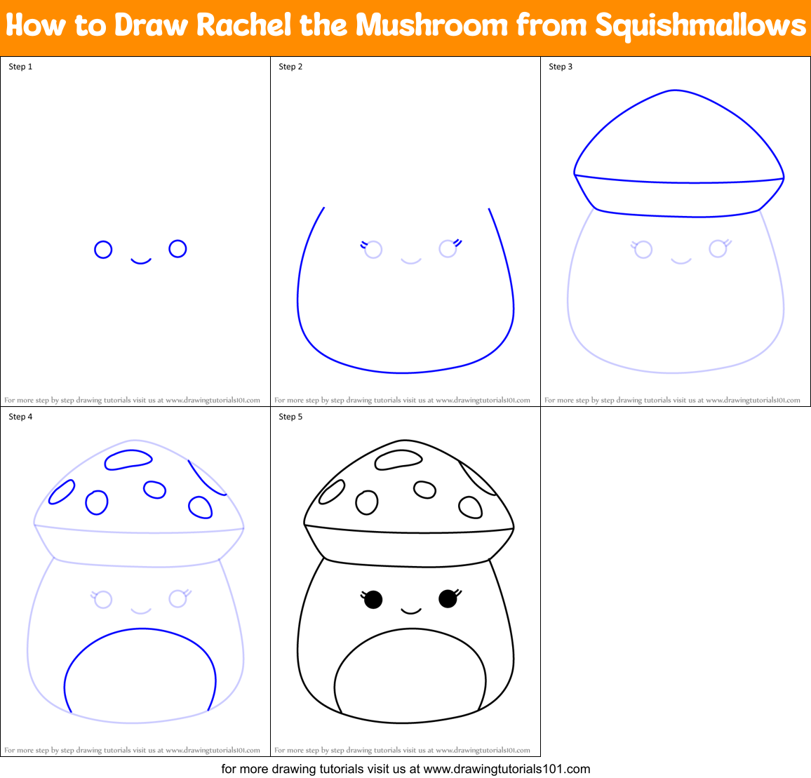 How to Draw Rachel the Mushroom from Squishmallows Printable Step by Step