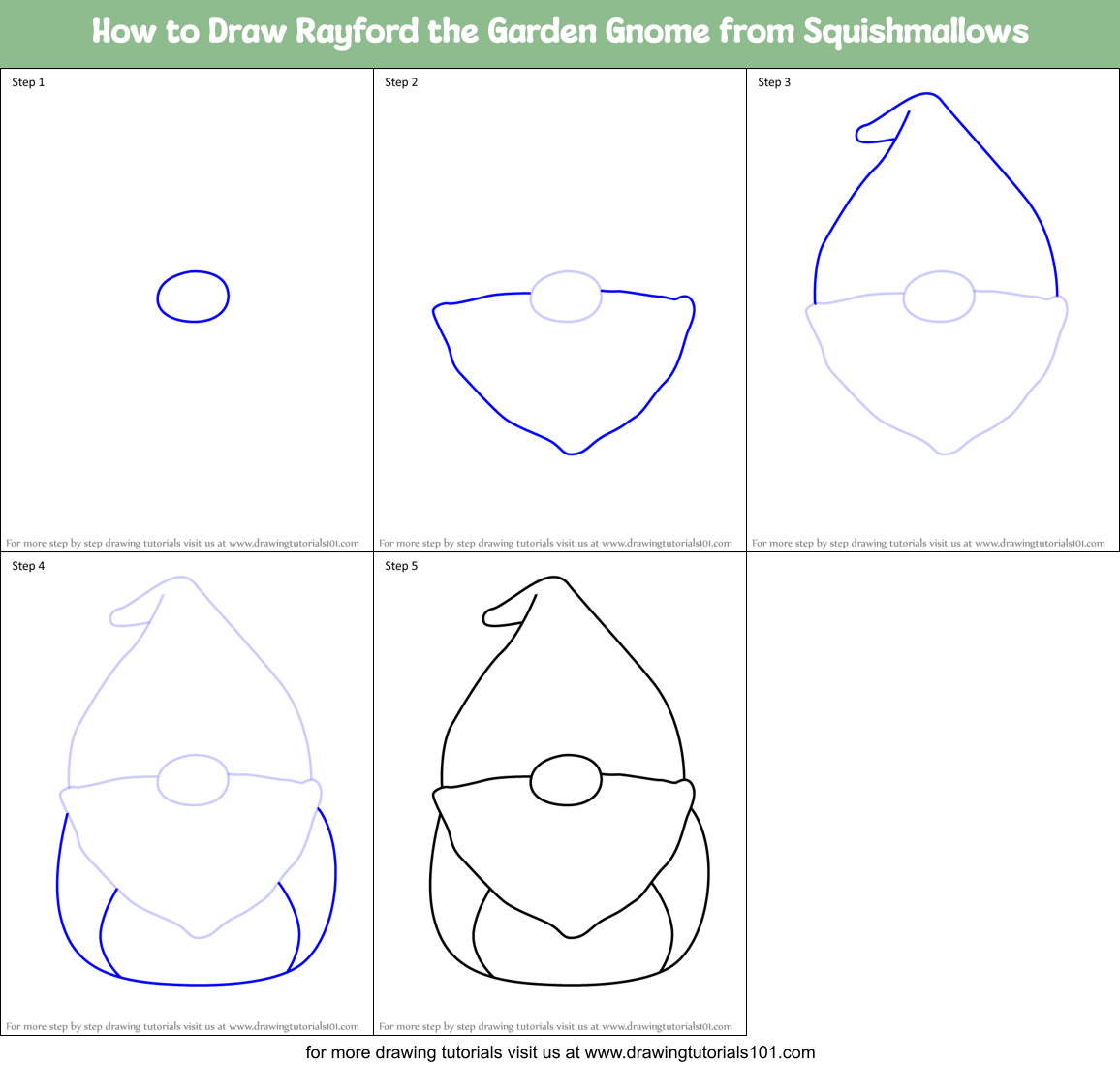 How to Draw Rayford the Garden Gnome from Squishmallows Printable Step by Step