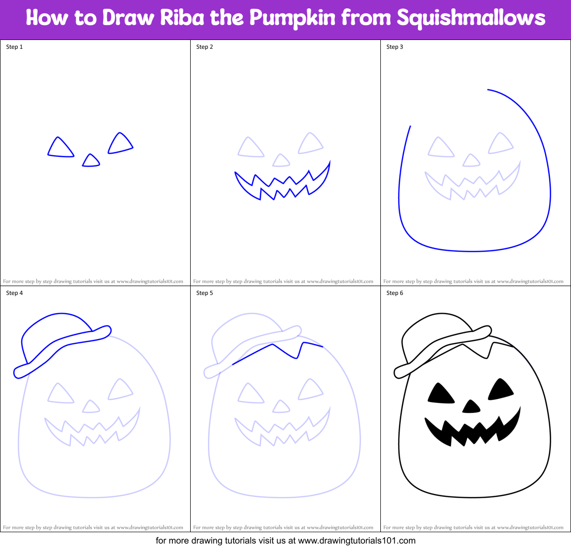 How to Draw Riba the Pumpkin from Squishmallows Printable Step by Step