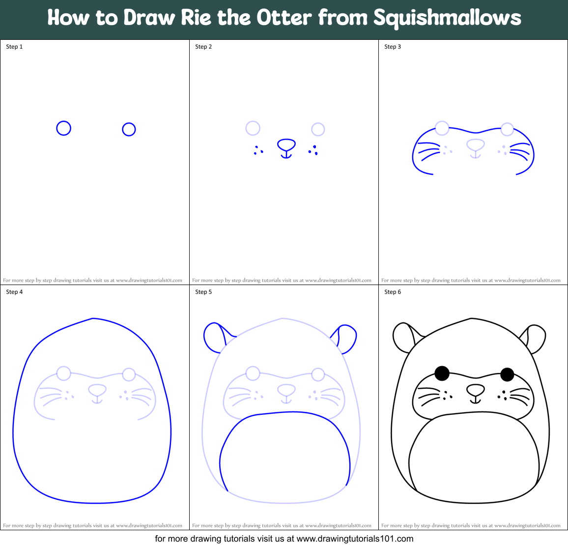 How to Draw Rie the Otter from Squishmallows Printable Step by Step