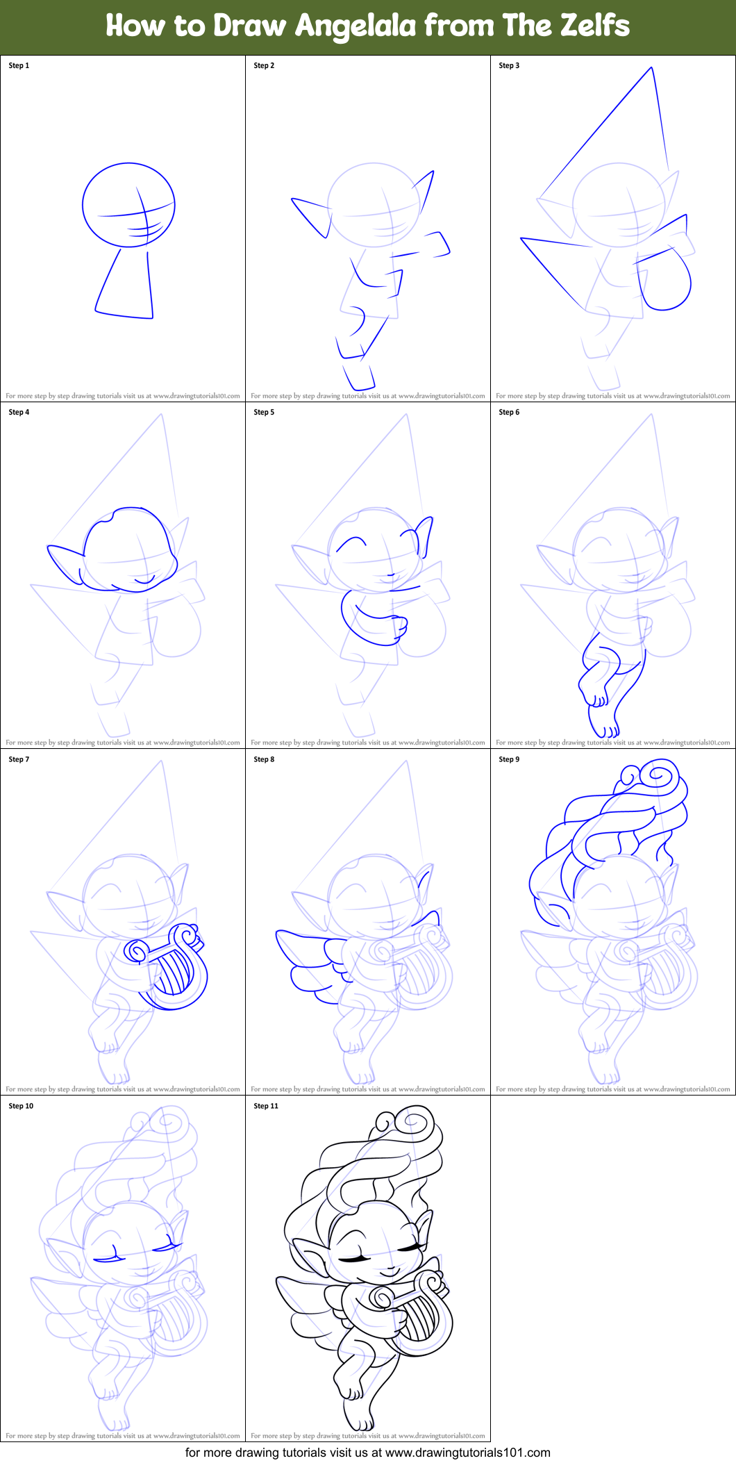 How to Draw Angelala from The Zelfs Printable Step by Step