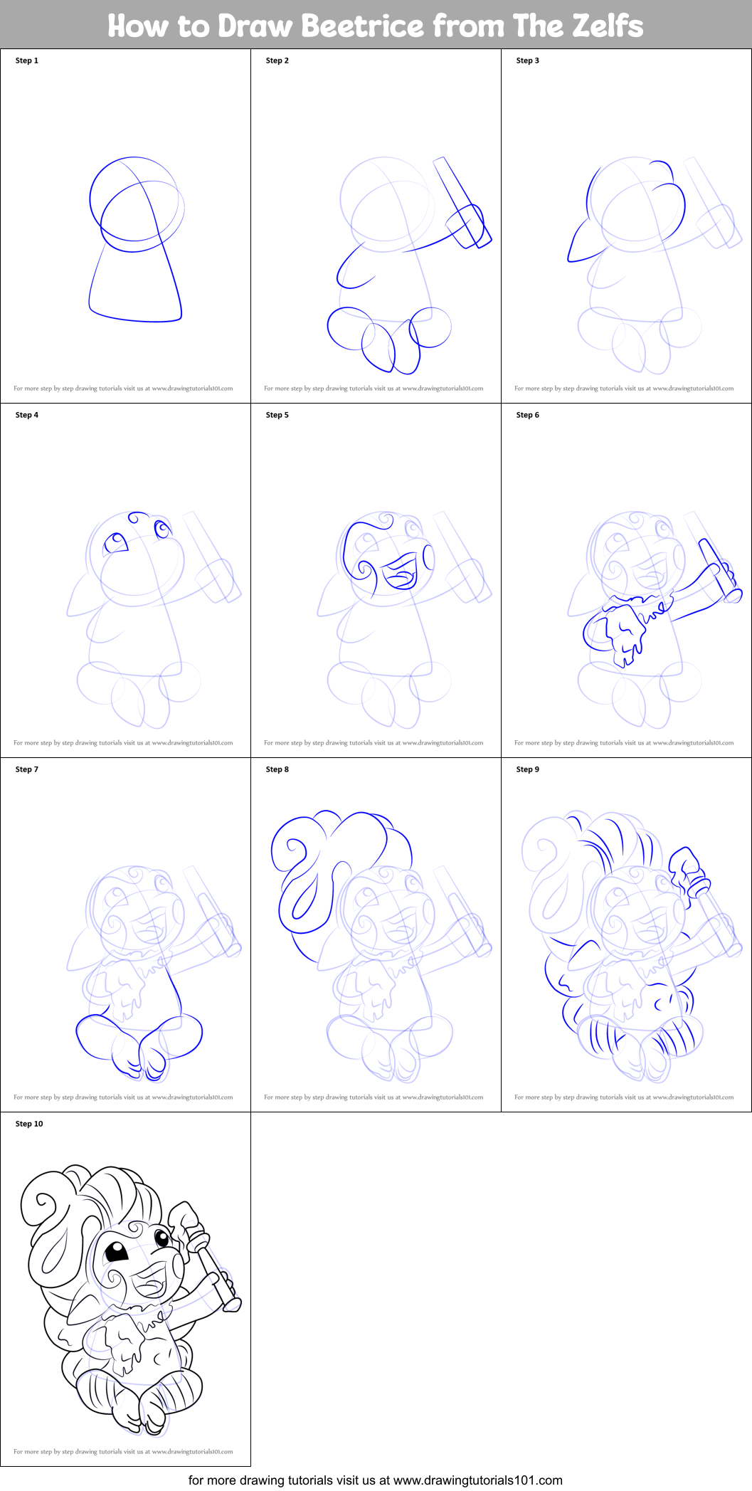 How to Draw Beetrice from The Zelfs Printable Step by Step