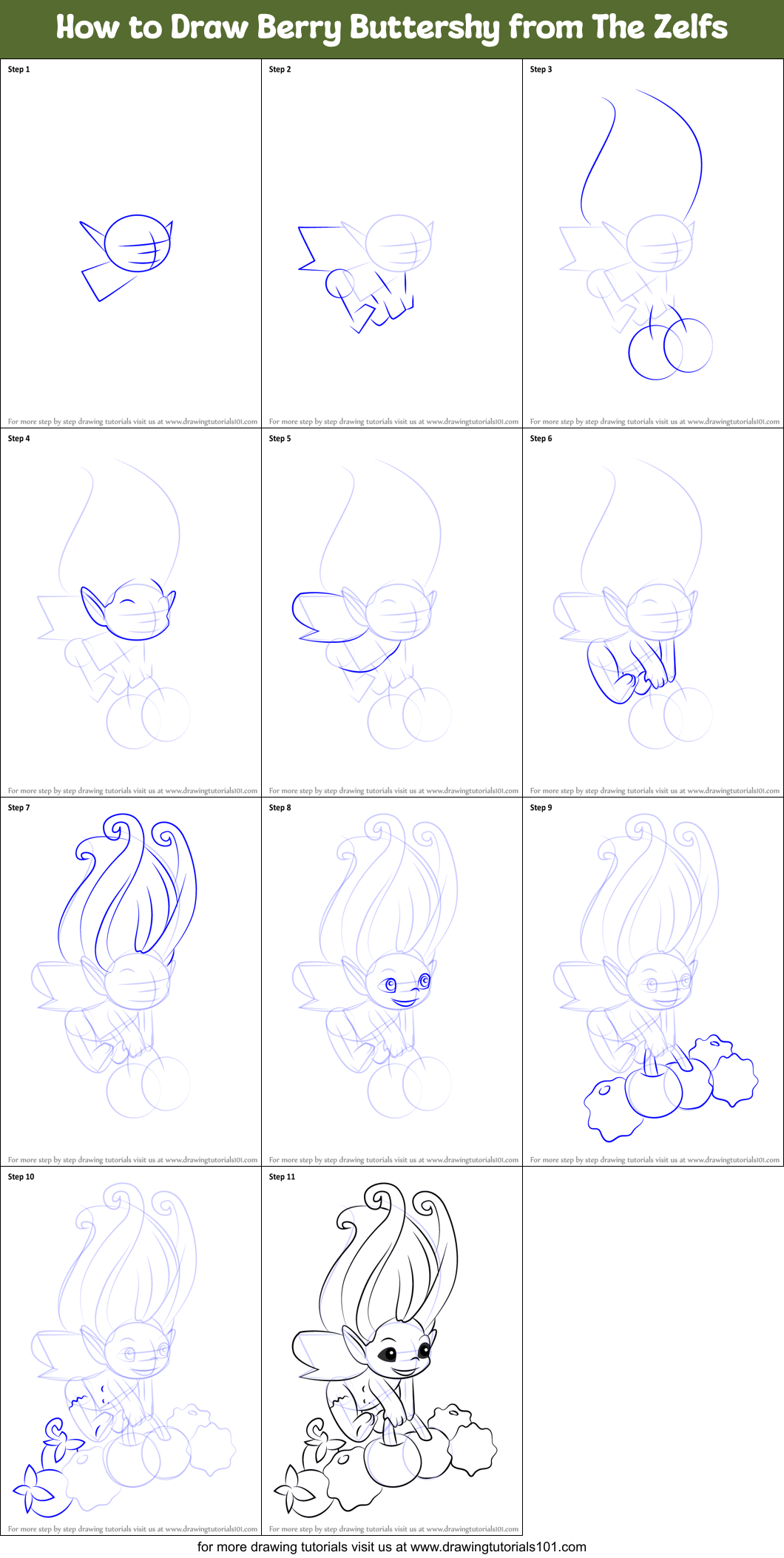 How to Draw Berry Buttershy from The Zelfs Printable Step by Step