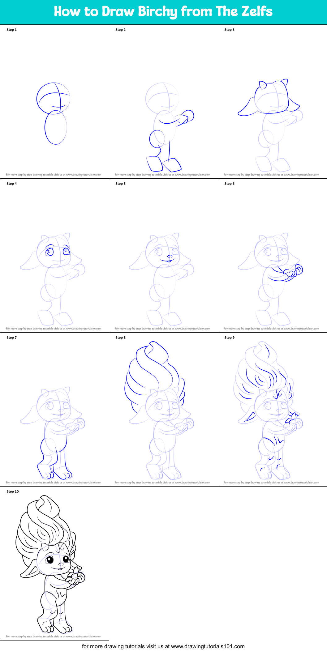 How to Draw Birchy from The Zelfs Printable Step by Step