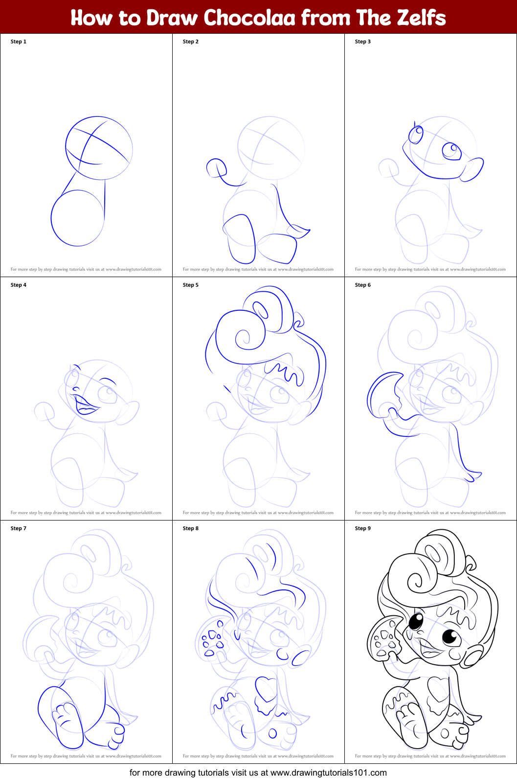 How to Draw Chocolaa from The Zelfs Printable Step by Step