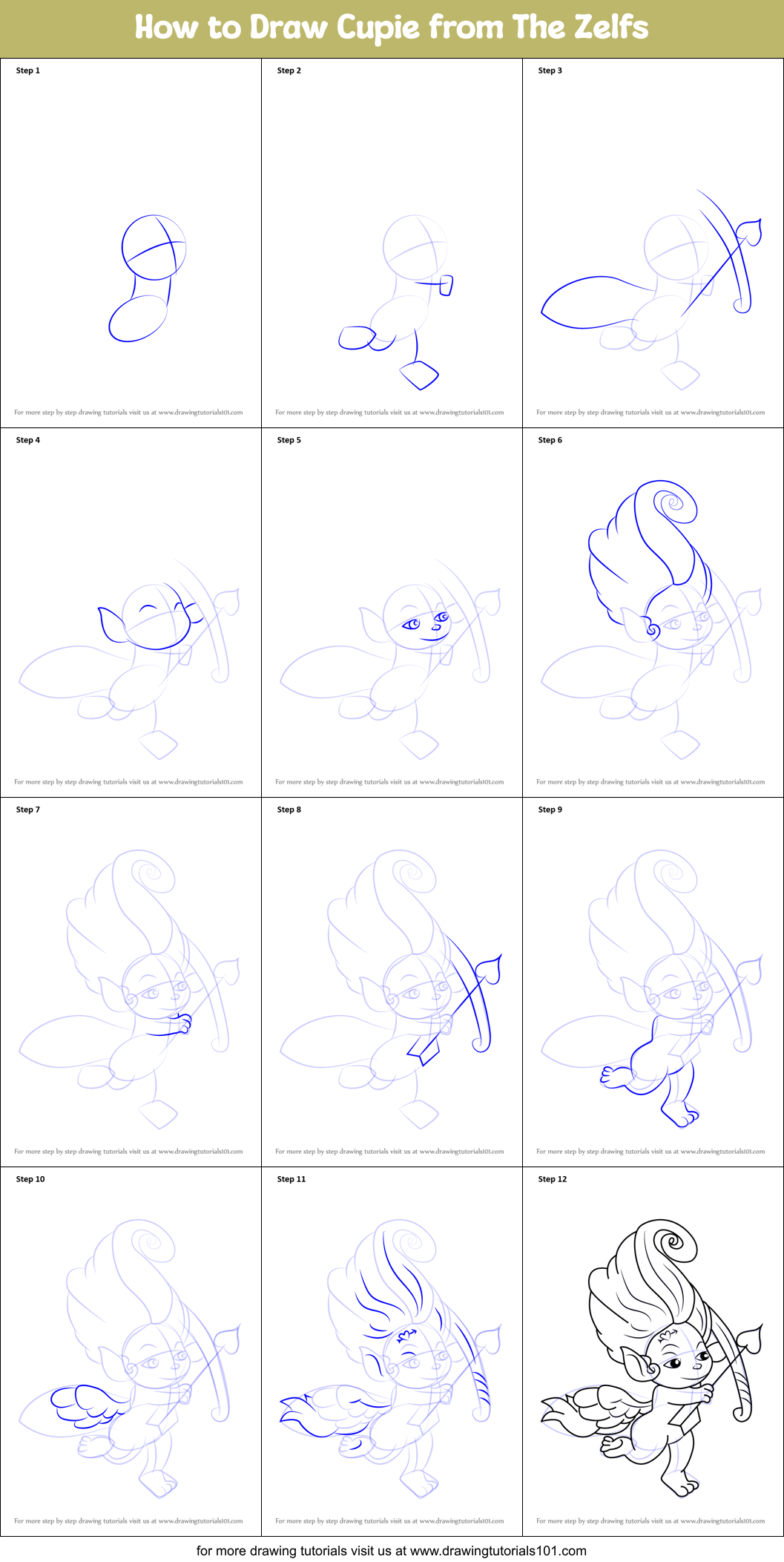 How to Draw Cupie from The Zelfs Printable Step by Step