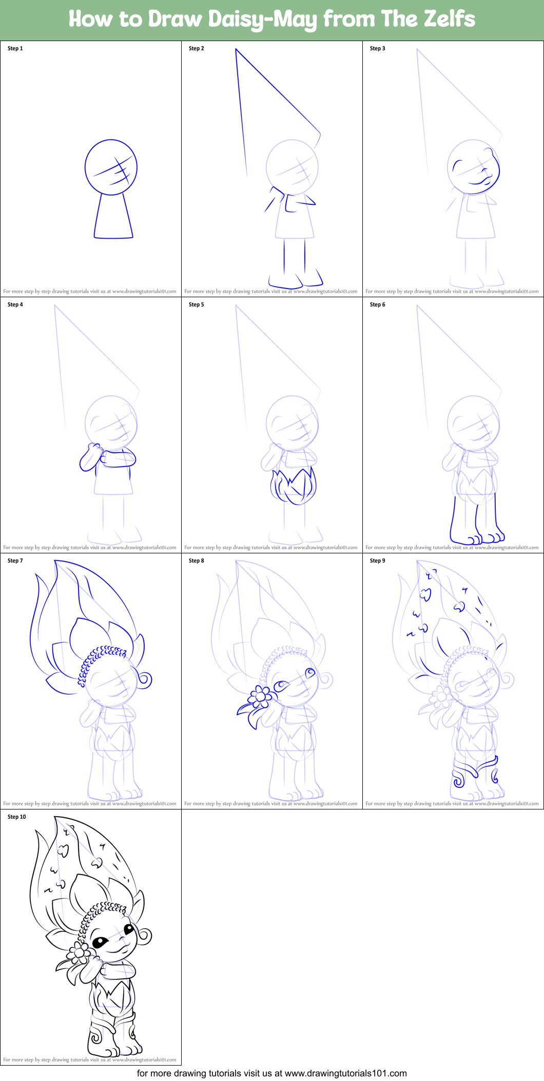 How to Draw Daisy-May from The Zelfs Printable Step by Step