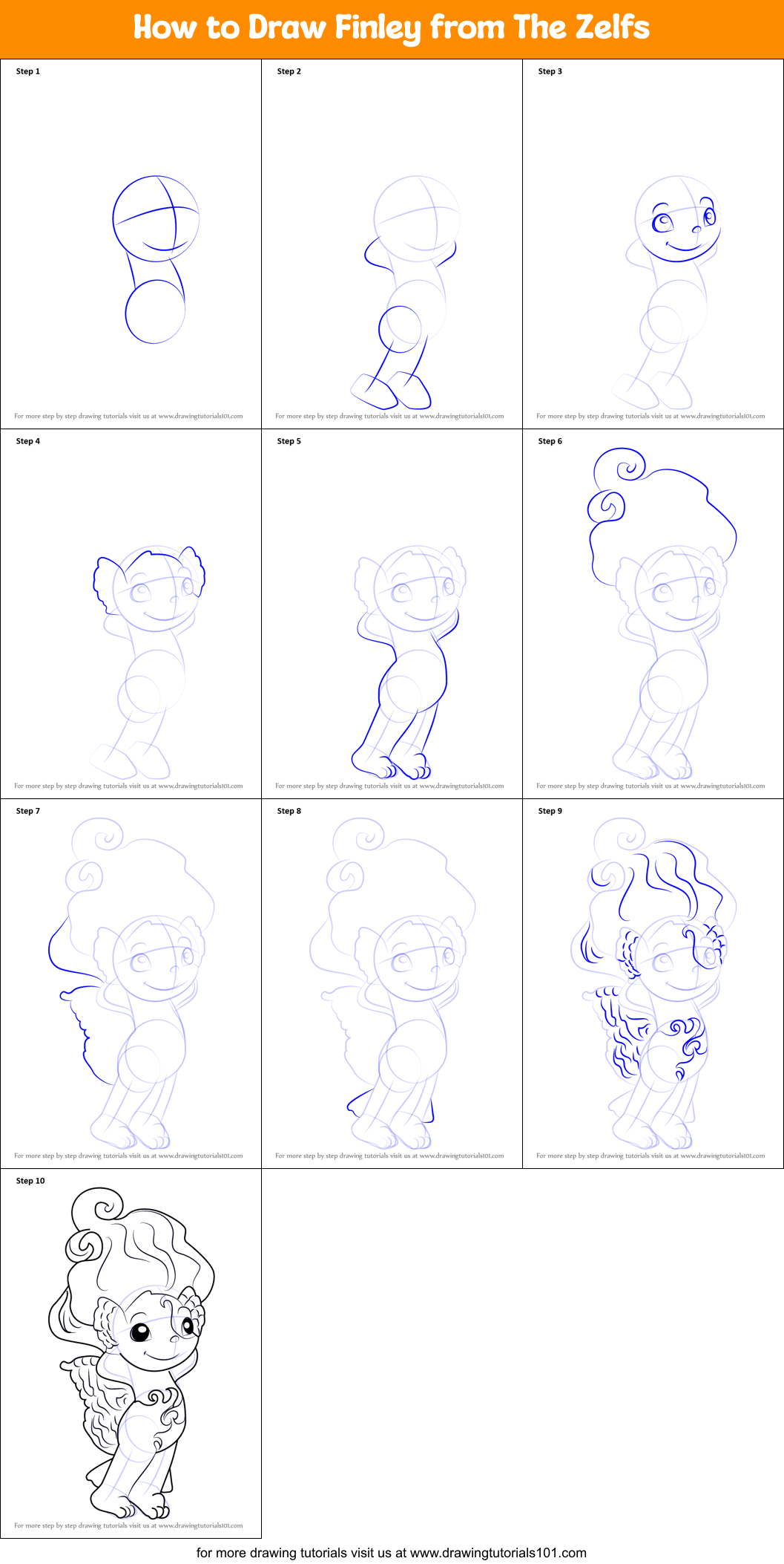 How to Draw Finley from The Zelfs Printable Step by Step