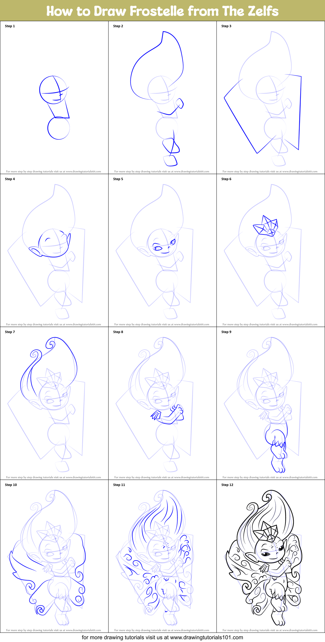 How to Draw Frostelle from The Zelfs Printable Step by Step