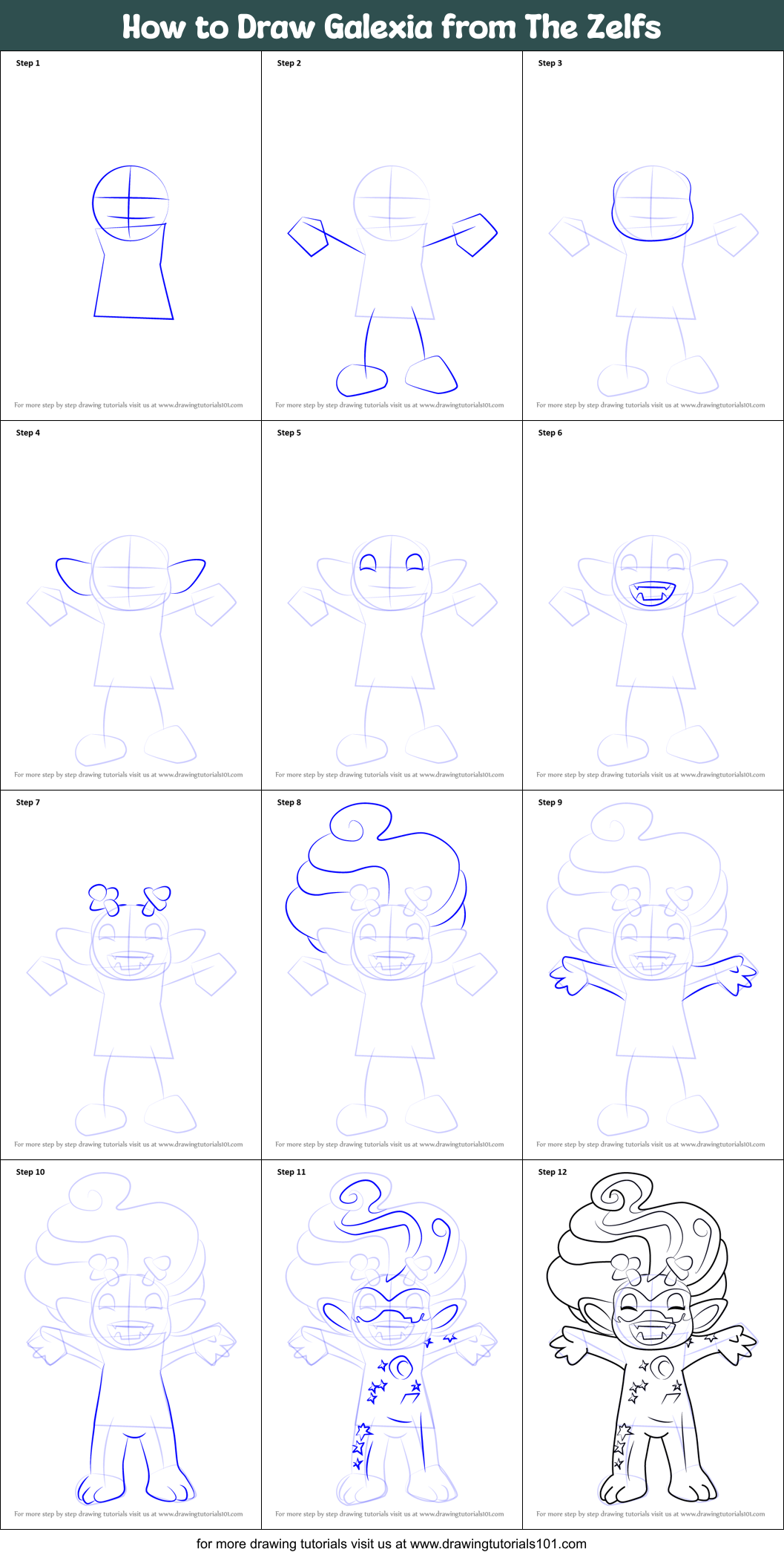 How to Draw Galexia from The Zelfs Printable Step by Step