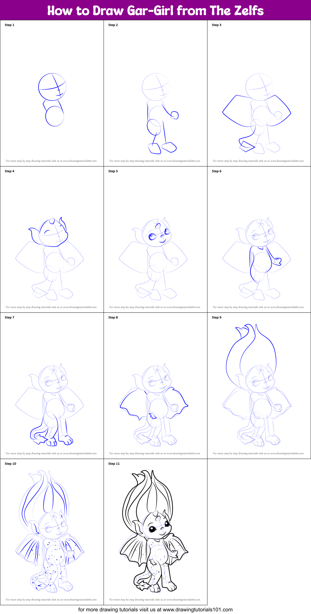 How to Draw Gar-Girl from The Zelfs Printable Step by Step
