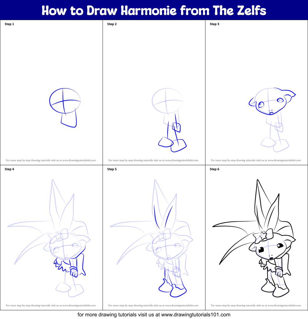 How to Draw Harmonie from The Zelfs Printable Step by Step